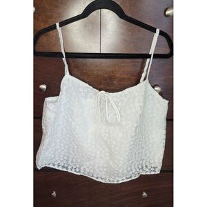 Heatherly White Floral‎ Embroided Lace Cropped Cami Tank Top Women Size Xl